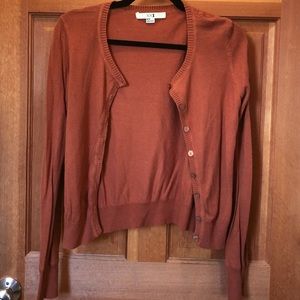 rust colored cardigan